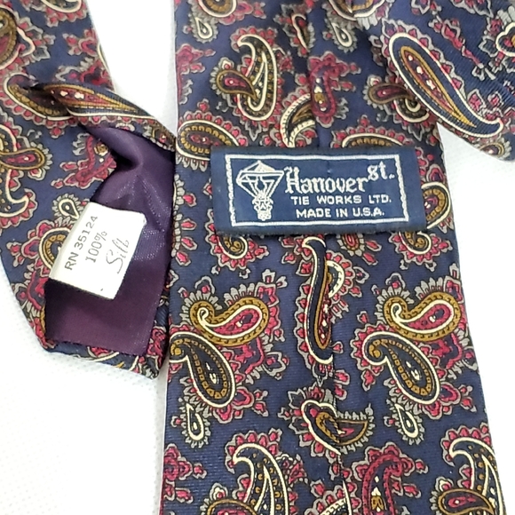 Vintage Hanover St. Paisley Print 100% Silk Tie - Picture 2 of 11